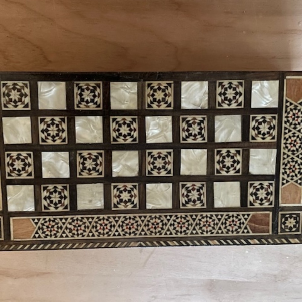 Backgammon Set Wood and Mother of Pearl